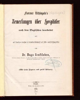 Florence Nithingale's Bemerkungen über Hospitäler