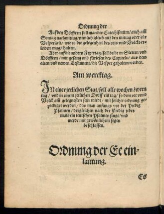 Ordnung der Ee einlaittung.