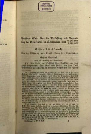 Handbibliothek des bayerischen Staatsbürgers oder Sammlung sämmtlicher Administrativ-Gesetze, sowie der geltenden bezüglichen Verordnungen u.s.w. : mit Zugrundelegung der Verfassung des Reiches vom Jahre 1818 und der später allerhöchst verabschiedeten Gesetze ... ; in fünf Bänden, 2