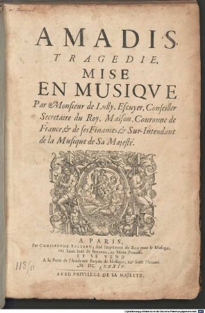 AMADIS : TRAGEDIE, MISE EN MUSIQVE