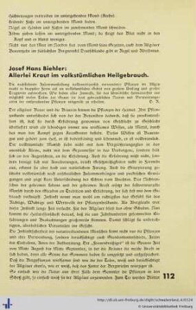 Allerlei Kraut im volkstümlichen Heilgebrauch.