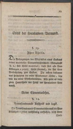 Critik der speculativen Vernunft