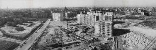 180° Panorama, Blick auf das Baugelände Neubauviertel Springprojekt. Berlin-Kreuzberg, Alexandrinenstraße