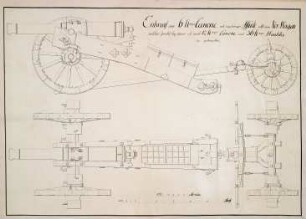 WHK 43 Pläne der Artillerie: 6-Pfünder-Kanone mit Lafette und Vorwagen