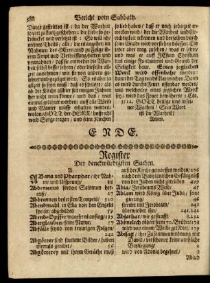 Register Der denckwürdigsten Sachen