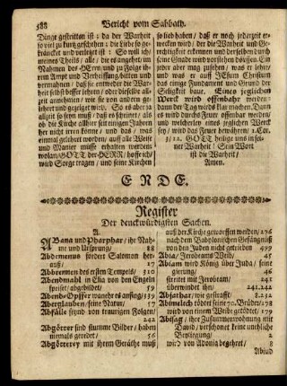 Register Der denckwürdigsten Sachen