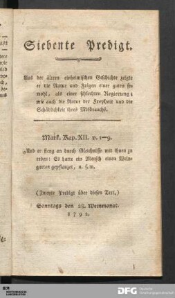 Siebente Predigt.