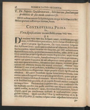Controversia Prima, De Vera significatione vocum Biblicarum ...