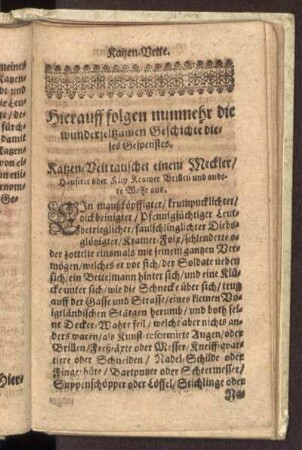 Hierauff folgen nunmehr die wunderseltzamen Geschichte dieses Gespenstes.