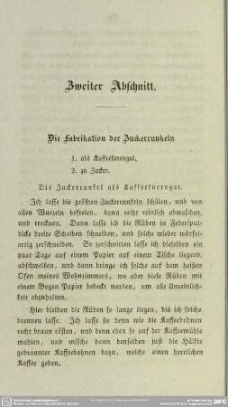 Zweiter Abschnitt. Die Fabrikation der Zuckerrunkeln