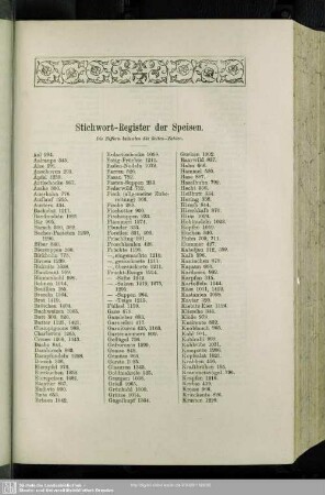 Stichwort-Register der Speisen
