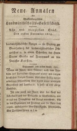 Acht und vierzigstes Stück. Den 29sten November 1815.
