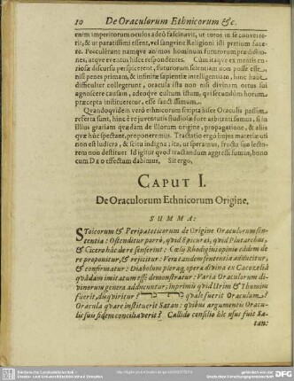 Caput I. De Oraculorum Ethnicorum Origine