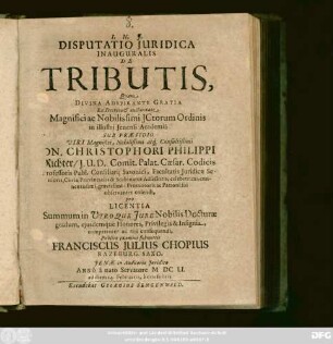 Disputatio Iuridica Inauguralis De Tributis