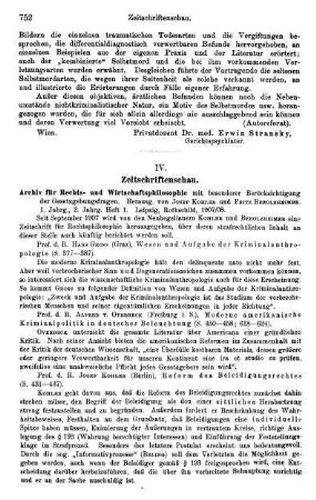 752-753, IV. Zeitschriftenschau