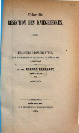 Ueber die Resection des Kniegelenkes