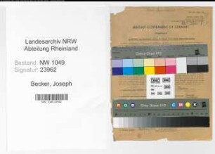 Entnazifizierung Joseph Becker , geb. 22.04.1897 (Inspektor)