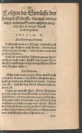 Folgen die Spruche der heiligen Schrifft/ darauß ein jeglicher in seinem Standt erlehrnen mag/ was ihm in seinem Beruff zu thun gebüret.