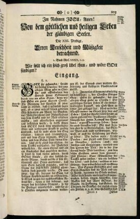 803-820, Die XXI. Predigt, Deren Keuschheit und Mäßigkeit betrachtend.