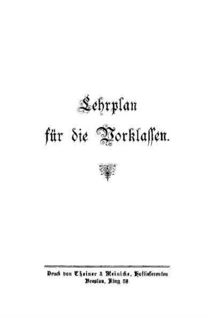 Lehrplan für die Vorklassen