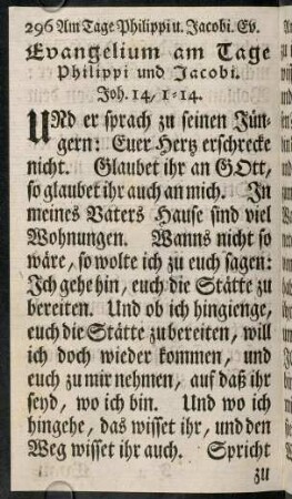 296-305, Evangelium am Tage Philippi und Jacobi. - Evangelium am Tage Johannis des Taeufers.