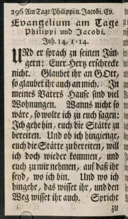 296-305, Evangelium am Tage Philippi und Jacobi. - Evangelium am Tage Johannis des Taeufers.