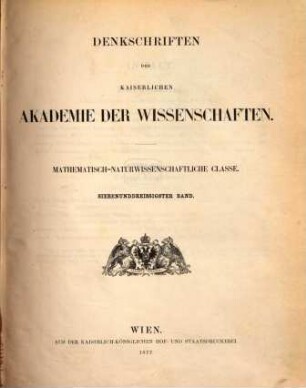 Denkschriften. 37. 1877
