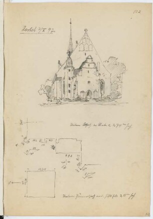 Bartholomäikirche, Zerbst: Perspektivische Ansicht, Details (aus: Skizzen- und Fotoalbum 11)