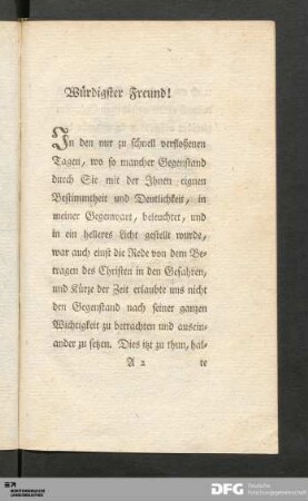 Würdigster Freund!...