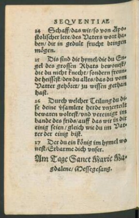 Am Tage Sanct Marie Magdalene/ Messegesang.