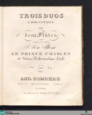 Trois Duos concertans pour deux flûtes : Oeuv. 62