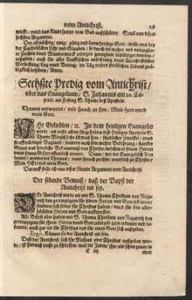 Sechßte Predig vom Antichrist ...