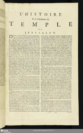 L'Historie Et la description du Temple De Jerusalem