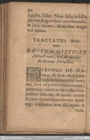 Tractatus Nonus. De Commixtione Metallorum, vel de eliciendo Semine Metallico
