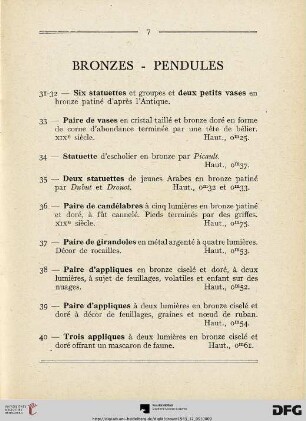 Bronzes - Pendules (Nr. 31-50)