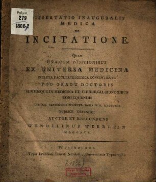 Dissertatio inauguralis medica de incitatione