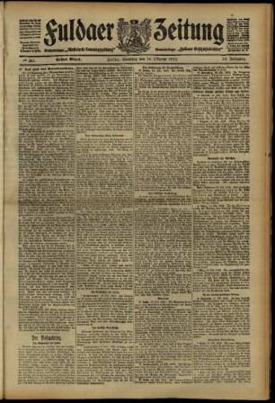 Erste Ausgabe vom Samstag, den 19. Oktober 1912.
