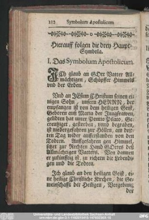 Hierauff folgen die drey Haupt-Symbola.