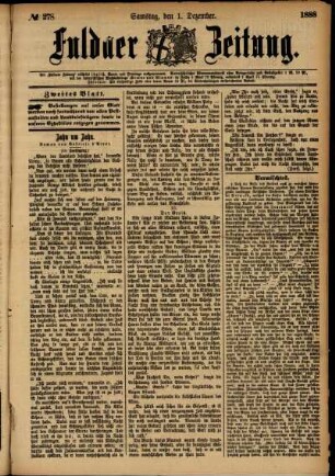 Zweite Ausgabe vom Samstag, den 01. Dezember 1888.