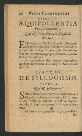 Caput IV. Aequipollentia Propositionum. Quae est Propositionum Aequipolentia?