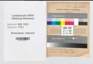 Entnazifizierung Heinrich Ennenbach , geb. 07.02.1900 (Laborant)