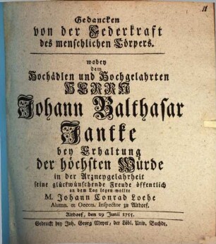 Gedanken von der Federkraft des menschlichen Cörpers