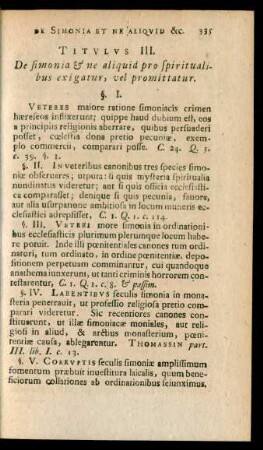 Titulus III. De simonia & ne aliquid pro spiritualibus exigatur, vel promittatur.
