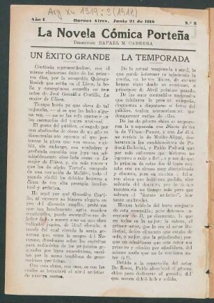 1918000300: El rincón de los caranchos : escenas de la mala vida porteña, en 1 acto