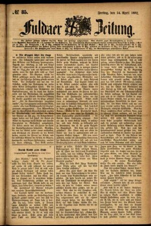 Ausgabe vom Freitag, den 14. April 1882.