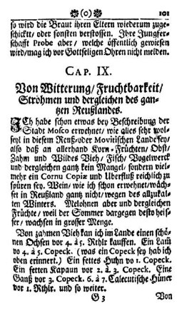Cap. IX. - Von Witterung, Fruchtbarkeit, Ströhmen und dergleichen des gantzen Reußlandes