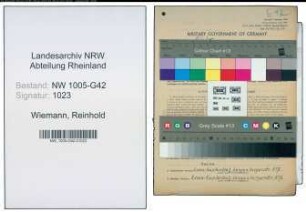 Entnazifizierung Reinhold Wiemann , geb. 26.11.1913 (Schlosser)