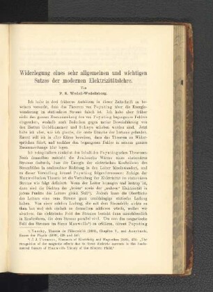 Widerlegung eines sehr allgemeinen und wichtigen Satzes der modernen Elektrizitätslehre