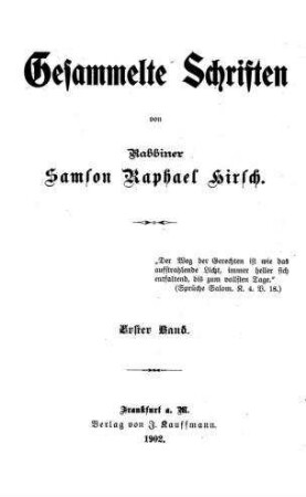In: Gesammelte Schriften ; Band 1