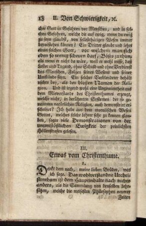 III. Etwas vom Christenthume.